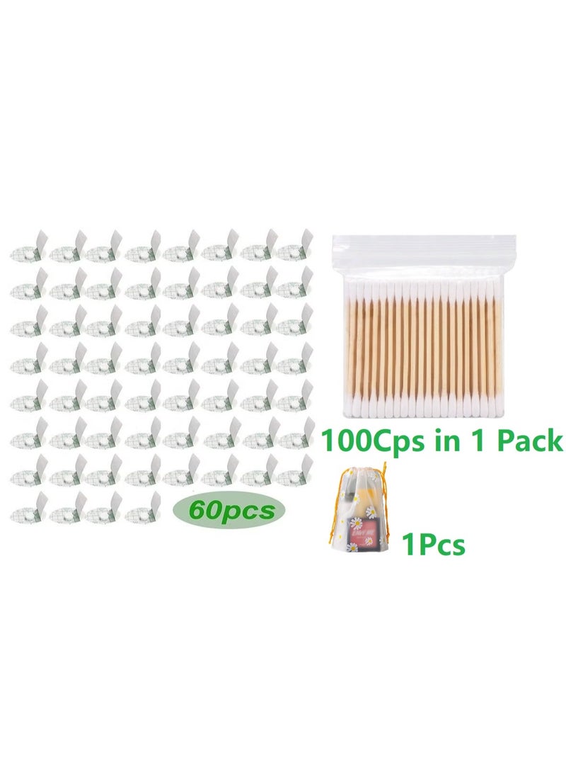 60-Piece Baby Waterproof Ear Stickers with Absorbent Cotton, 100 round-tipped cotton swabs + 1 storage bag，Newborn Ear Protector for Bathing Swimming Showering Surfing Snorkeling and Other Water Sports - Image 3